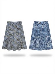 (FV-1179) Vintage 90s Grunge Blue & Purple Floral ..