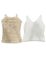 (FV-1190) Vintage Y2K Shimmering Sequin Cami Tops ..