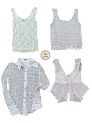 Y2K White Lace Trim Tops 10 PCs