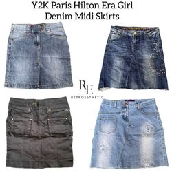 Y2k Paris Hilton Era Girl Denim Midi Skirts Re-304..