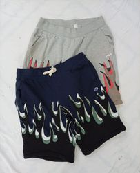 CR7683 Upcycled Mixed Branded Flame Shorts