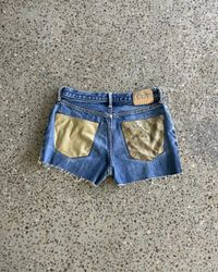 Upcycled Tie Panel Denim Shorts