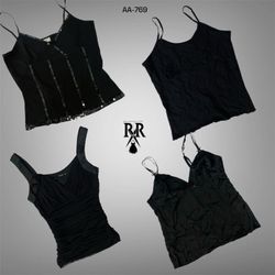 Y2K Black Gothic Cami Tops (AA-769)