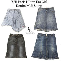 Y2k Paris Hilton Era Girl Denim Midi Ski..