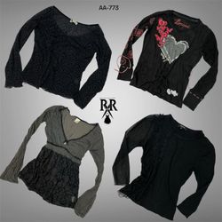 Y2K Black Rave Full Sleeve Tops (AA-773)