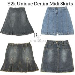 Y2K Unique Denim Midi Skirts RE-3051
