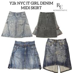 Y2k NYC IT GIRL DENIM MIDI SKIRT RE-3068