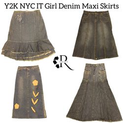 Y2K NYC IT Girl Denim Maxi Skirts RW-1808