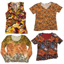 Mesh & Mixed-Print Fusion: Y2K Tops: TT-214
