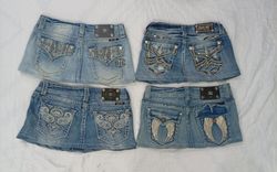 CR7710 Upcycled Miss Me Mini Denim Skirts