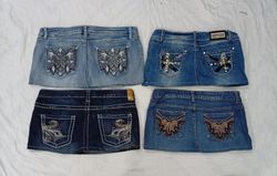 CR7716 Upcycled Y2K Mini Denim Skirts