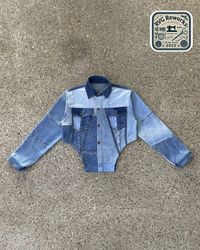 Upcycled Cropped Panel Denim Jacket