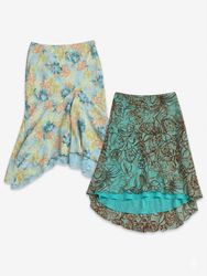 (FV-1222) Y2K Mesh Floral Midi Skirt Pastel Fairyc..