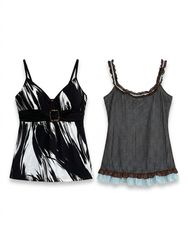 (FV-1213) Vintage Patterned Mesh Top Y2K Graphic P..