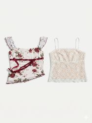 (FV-1216) Vintage Romantic Lace Blouse Y2K Coquett..