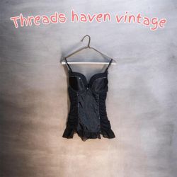 TH#078 Y2K Satin Lingerie Set – Black Classic Styl..