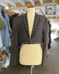 Upcycled Cropped Eyelet Blazer