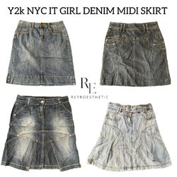 Y2K NYC IT GIRL DENIM MIDI SKIRTS RE-3056