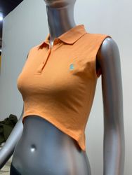 Upcycled Ralph Lauren Curved Hem Crop Tops