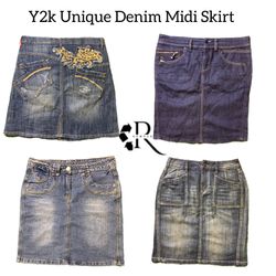 Y2K Unique Denim Midi Skirts RW-1815