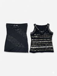 (FV-1235) Evening Ready All-Black Sequin and Beade..