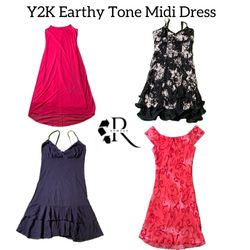 Y2K Earthy Tone Midi Dress RW-1820
