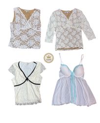 Y2K white Lace Trim Tops 10 pcs At 796