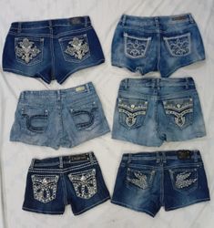 CR7762 Upcycled Y2K Mini Denim Shorts