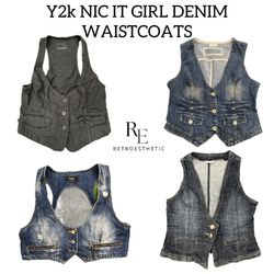 Y2k NIC IT GIRL DENIM WAISTCOATS Re-3086