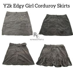 Y2k Edgy Girl Corduroy Mini Skirts Re-3087