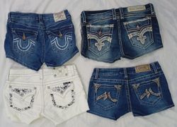 CR7765 Upcycled Branded Mini Denim Shorts