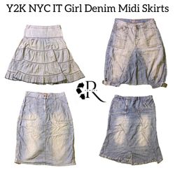 Y2K NYC IT GIRL DENIM MIDI SKIT RE-1823