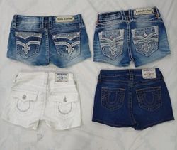 CR7769 Upcycled True Religion & Rock Revival Short..