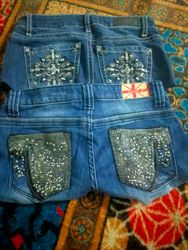 Y2k denim mini embroided or emblished shorts