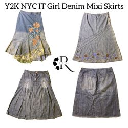 Y2K NYC IT Girl Denim maxi Skirts RW-1825