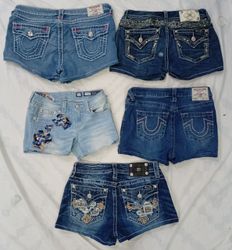 CR7775 Upcycled Miss Me & True Religion Denim Shor..