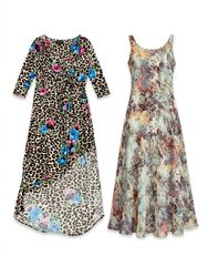 (FV-1252) Vintage 90s Boho Floral Animal Print Mid..