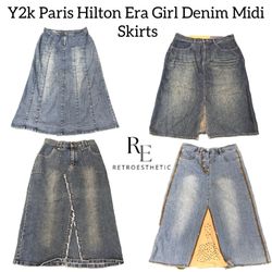 Y2k Paris Hilton Era Girl Denim Midi Skirts Re-309..