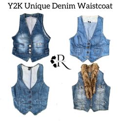 Y2K Unique Denim Waistcoats RW-1834