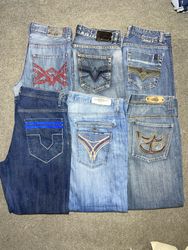 Y2K embroidered Men Jeans Straight /Baggy