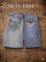 Y2K Flare/Bootcut Embellished/Embroidery Jeans