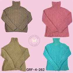 Retro Y2K High Neck Knit Sweater – Warm & Stylish ..