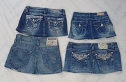 CR7814 Upcycled Mixed Branded Mini Denim Skirts