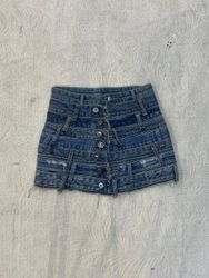 Upcycled Multi-Waistband Levi's Denim Mini Skirt
