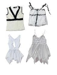 Y2k White Lace Trim Tops