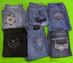 UNBRANDED Y2K PREMIUM EMBROIDERED DENIM MIX FLARE ..
