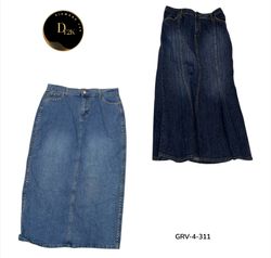 Y2K Denim Long Skirt – Vintage Aesthetic Maxi Fit ..