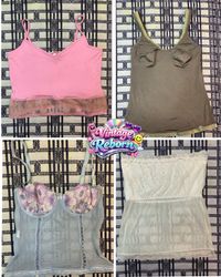 Y2K Vintage Lace & Mesh Cami Top Mix – Floral Cup,..