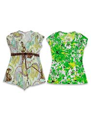 (FV1290) Vibrant Lime Green Floral & Earthy Paisle..