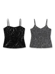 (FV-1287) Vintage Y2K Black Sequin Sparkly Party W..